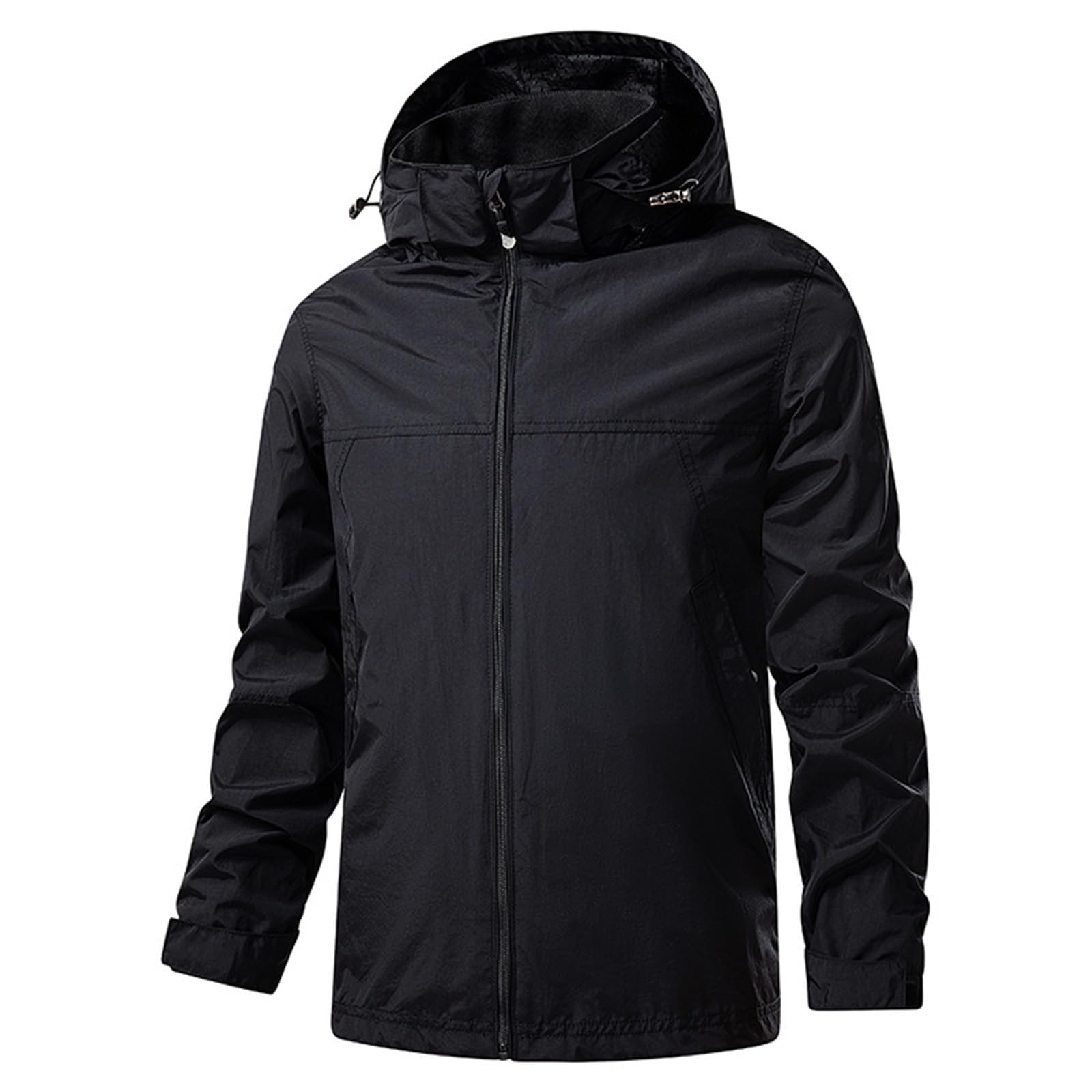 Generisch Chubasquero para hombre, impermeable, ligero, para camping, senderismo, chaqueta softshell, chaqueta cortavientos plegable, chaqueta de entrenamiento, resistente al viento, chaqueta