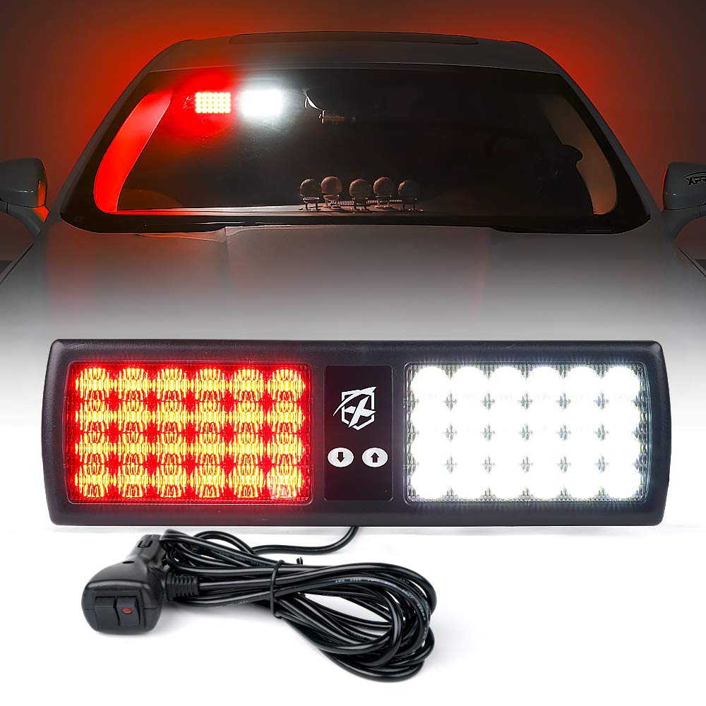 Xprite White Red 48LED Visor Strobe Flashing Lights Sunshield Hazard Warning Light for Law Enforcement Emergency Vehicles TrucksGlobal Recycled StandardGlobal Recycled StandardGlobal Recycled Standard