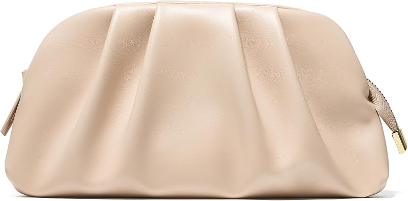 SWEETV CHUNLI Dressy Vegan Leather Clutch Purse for Women Formal, Soft Pleated PU Evening Clutch for Weddings, Proms
