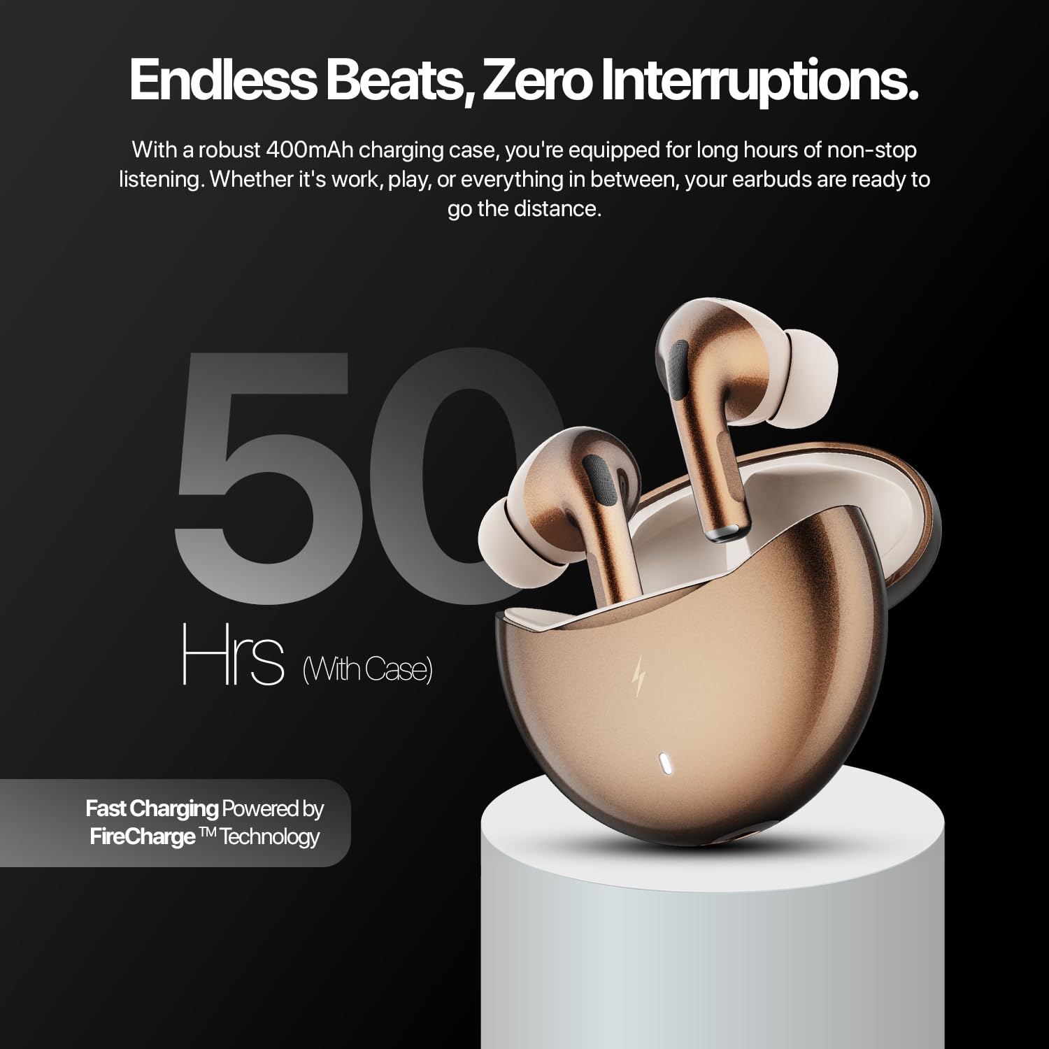 Fire-Boltt Aero TWS Earbuds Custom EQ, Wireless Bluetooth 5.4, Music & App Support, 50H Playtime, Fast Charging Case, 50ms Low Latency for Gaming, Touch Controls, IPX4 Waterproof, Clear Calls - Gold — Amazon image 11