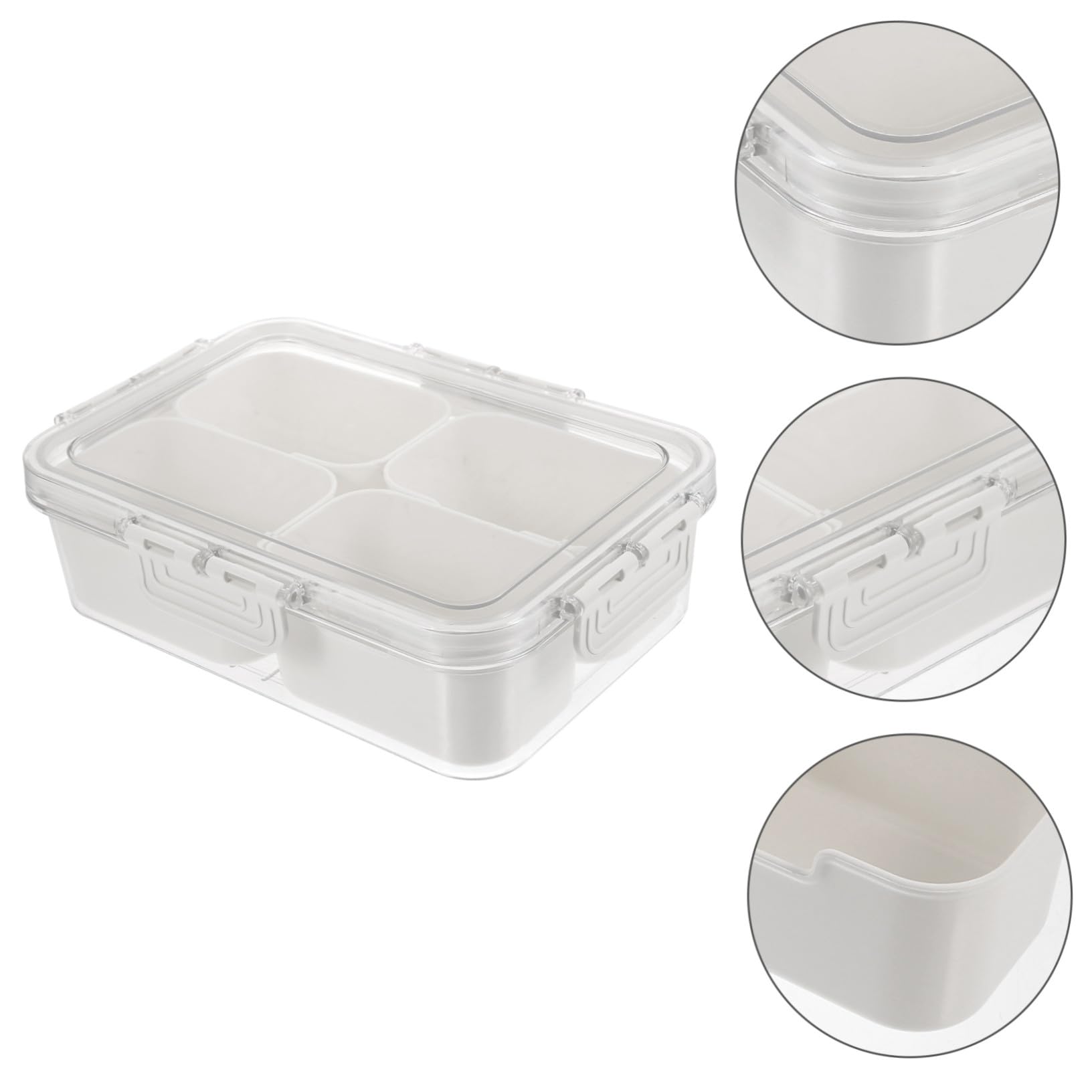Zerodeko 2 Stücke Snackbox mit Fächern Transparenter Tragbarer Gewürz Snackbehälter mit Abnehmbarem Deckel Vielseitige Aufbewahrung für Nüsse Früchte Gewürze für Party Picknick Reise