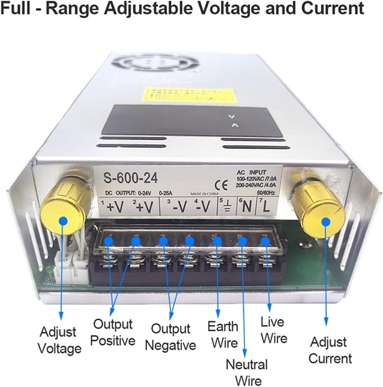 Switching Power Supply 600W Dual Digital DC Adjustable Switching Power Supply AC-DC Converter 100V 6A 120V 5A 150V 4A 200V 3A 220V 2.7A S-600(0-150V 0-4A_600W)