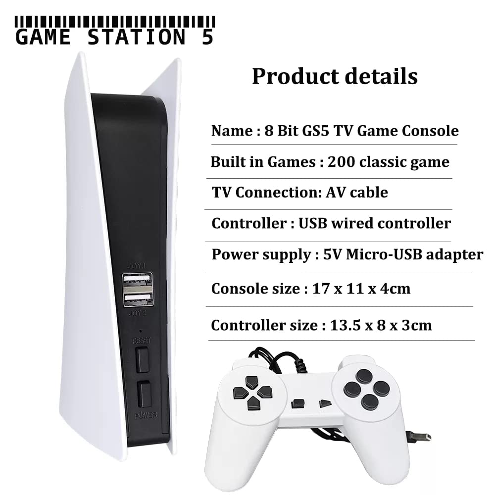 Console di Gioco retrò Mini Sistema di Gioco Classico con 200 Giochi Classici TV GS5 a 8 Bit Consola Retro USB Wired Handheld Game Player Uscita AV Ricordi di Bambini Felici
