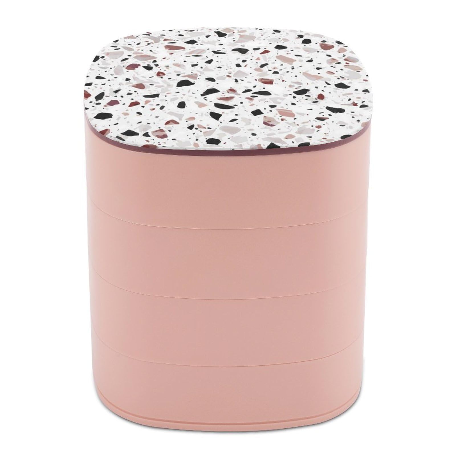 Boîte à bijoux pour coiffeuse au motif Terrazzo rouge, le cadeau rotatif parfait