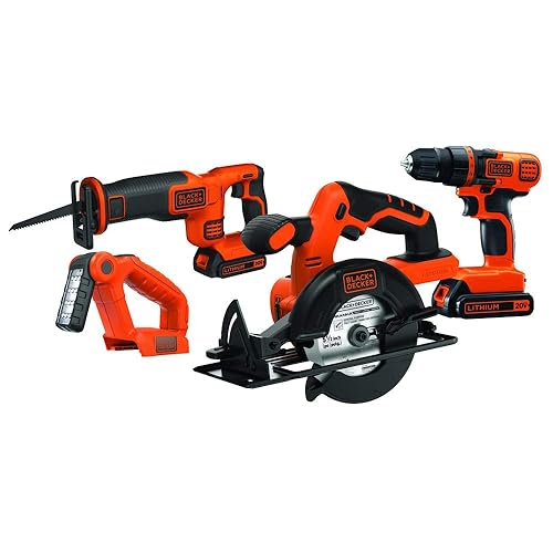 BLACK+DECKER 20V MAX 4-Tool Cordless Kit with 2 Batteries & Charger (BD4KITCDCRL)