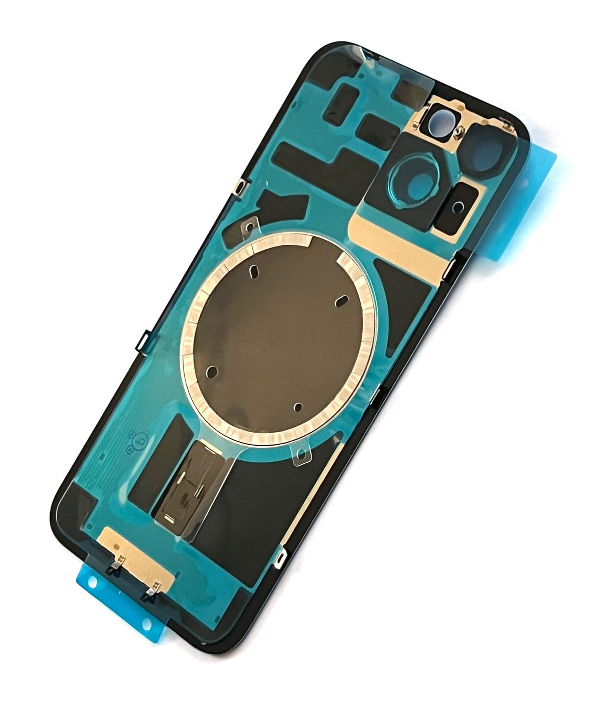 SVV Coque arrière, protection de batterie compatible avec iPhone 14. Pré-assemblée : avec aimant, support métallique, bagues pour caméra, etc. Verre arrière de remplacement. OEM (Noir)