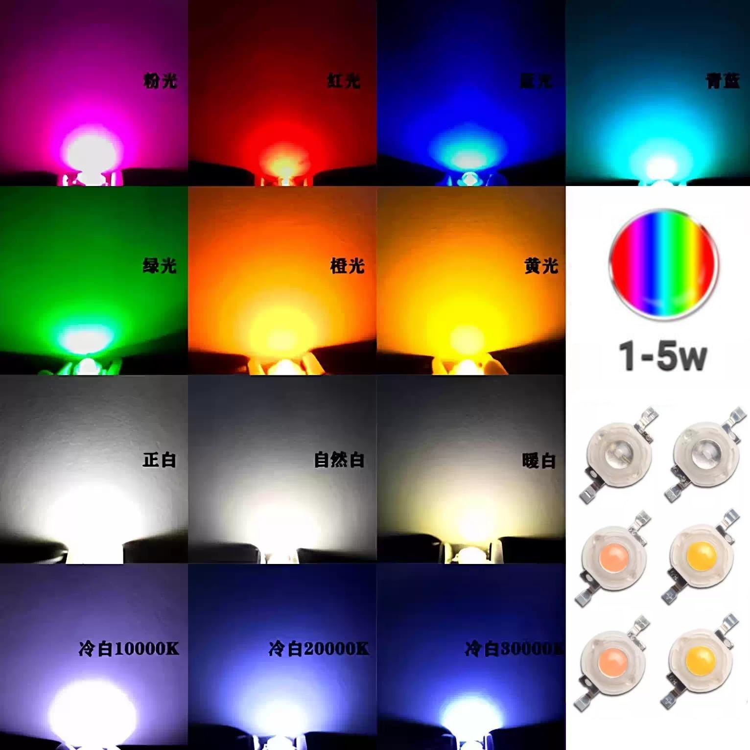 Chip LED ad alta potenza,per palco LED,luci, lampade fai-da-te,componenti degli emettitori di luce SMD Cob a intensità brillante Diodo (1W-100pcs/rosa)