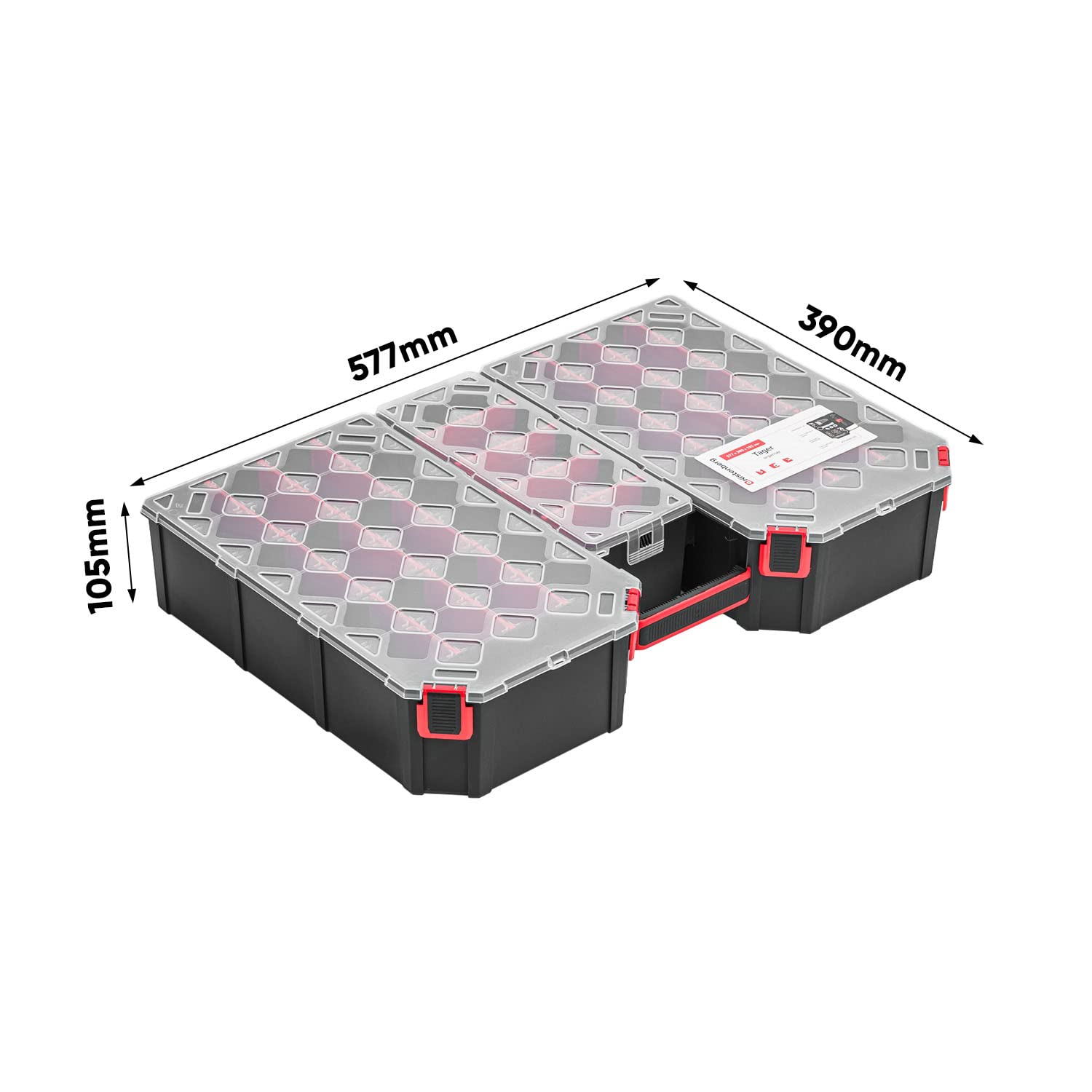 6 x modułowa skrzynka asortymentowa XXL – 390 x 577 x 105 mm – magazynek na małe części skrzynka do sortowania z przezroczystą pokrywką, walizka do sortowania, skrzynka na narzędzia, walizka asortymentowa, skrzynka z wyjmowanymi przegródkami