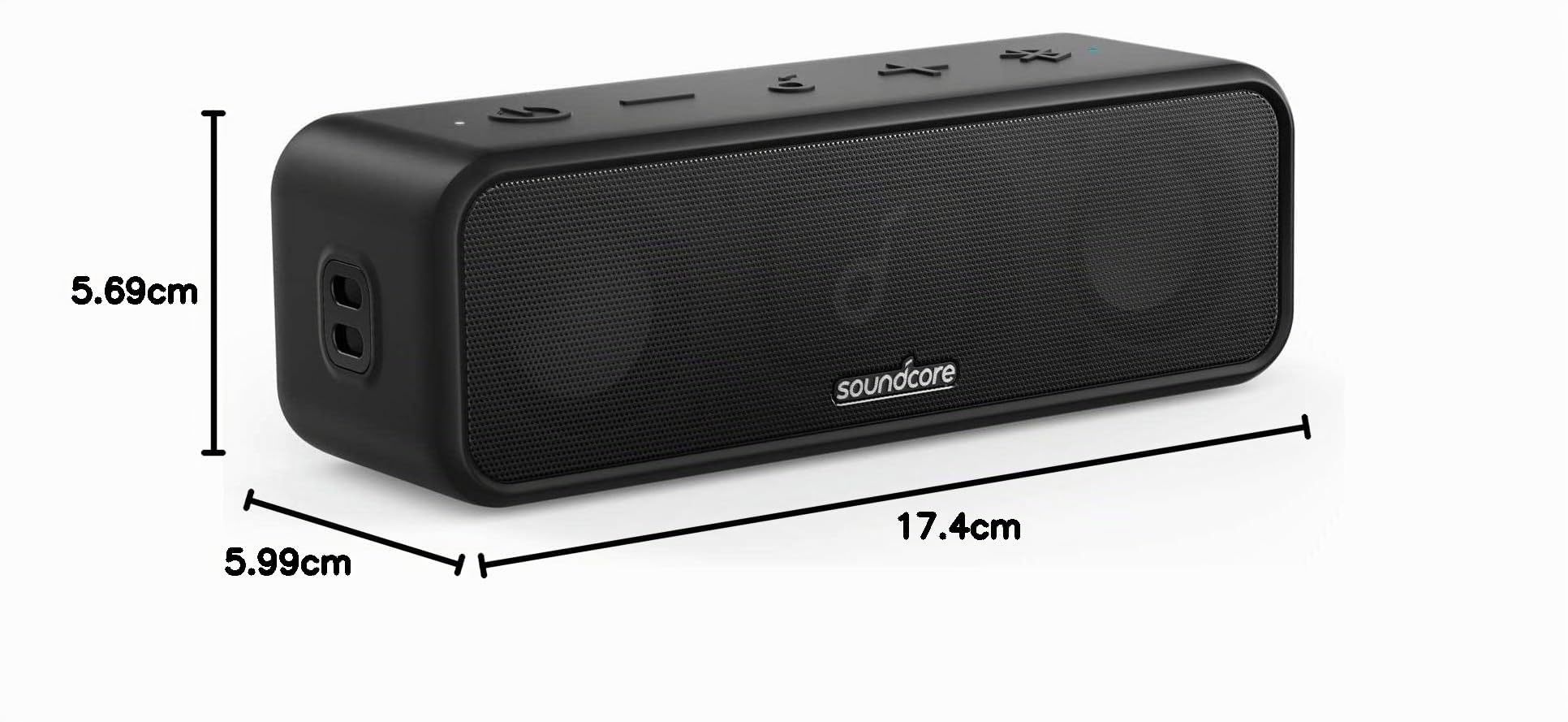 soundcore 3 Bluetooth Lautsprecher, Stereo-Sound, Audiotreiber mit Titan-Membran, PartyCast, BassUp, 24 Stunden Akku, IPX7 Wasserschutz, individueller EQ, für Zuhause, Draußen, Garten (in Schwarz)