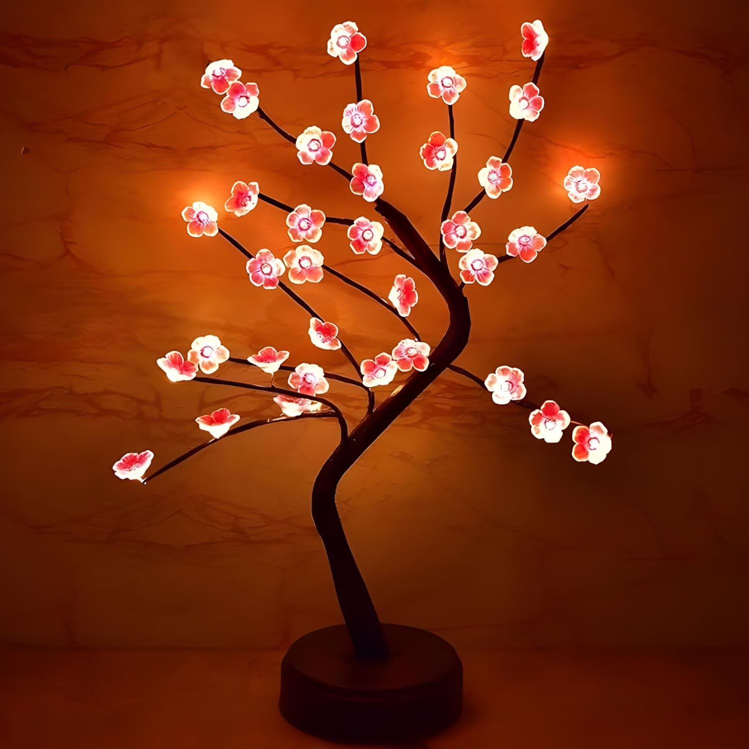 REFULGIX Charry Tree Light for Room Decor, Spirit Tree Lamp, Aesthetic Lamps, DIY Table Lamp for Ramadan, Bedroom, Home Decor, Gifts, Weddings, Christmas (Pink Flower)