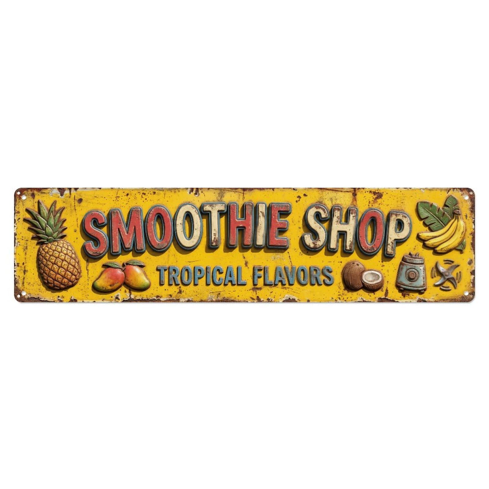 SMOOTHIE SHOP Fruit Blends Metal Tin Skinny Sign Plaque Wall Decor for Cafe, Club Bar, Office, Home Garden Metal Poster 4x16Inch