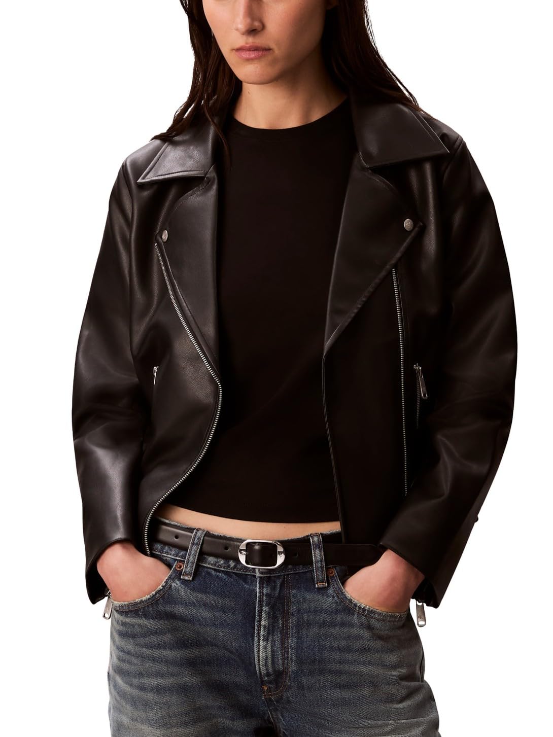 Calvin Klein Women's Classic Faux Leather Moto Jacket