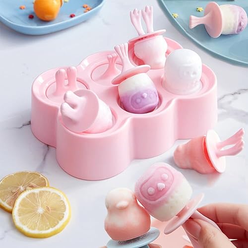 Miniatura 5 de Moldes de silicona para paletas de 6 cavidades, moldes de silicona reutilizables para paletas de helado para niños y adultos, moldes de helado para