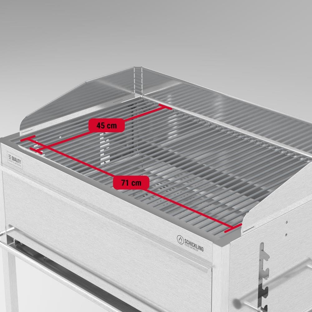 Schickling Holzkohlegrill "Walter XL - Basic" BBQ Edelstahlgrill Grillwagen, Rechteckig, 100% Edelstahl, Holzkohle Grill - Made in Germany - Direkt vom Hersteller