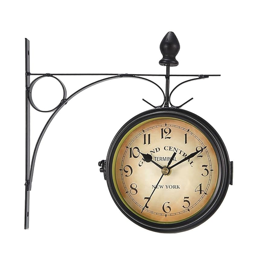 ※maco8※DOUBLE FACE WALL CLOCK Amazon.com: Vintage Double Sided Wall Clock Iron Metal