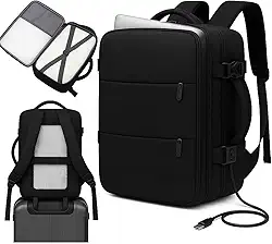 Mochila de viagem grande para mulheres e homens, mochila de mão, mochila de caminhada, Compartimento para Notebook, Sapatos e Entrada USB, para viagens, Cinza, 25L, Mochilas de viagem