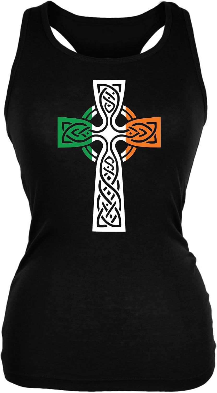 St Patricks Day Irish Flag Large Celtic Cross Juniors Soft Tank Top