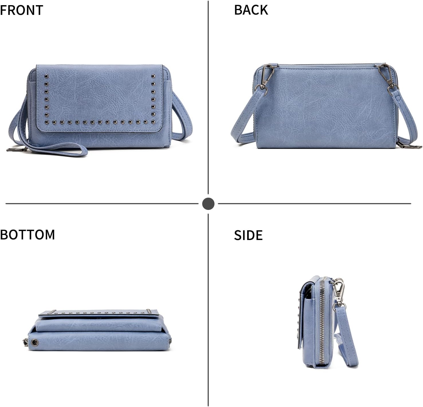 GAEKEAO Small Crossbody Bag for Women Vegan Leather Cell Phone Wallet Wristlet Purse Clutch with Zip Around 2 Straps - Image 6