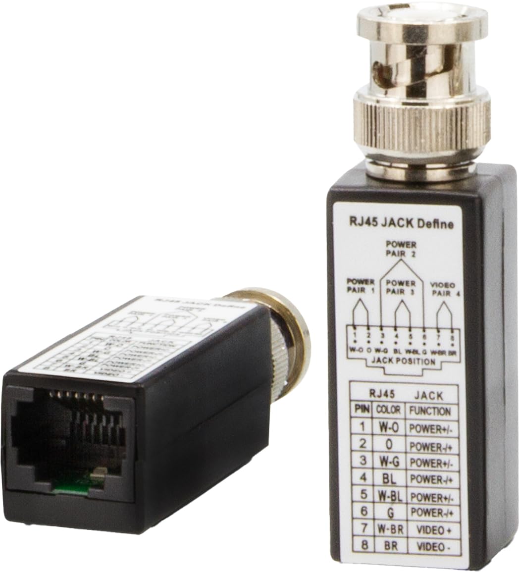 Triplett GEM BLN-RJ45 Analog CCTV Balun - BNC Male to RJ45 Female, Single