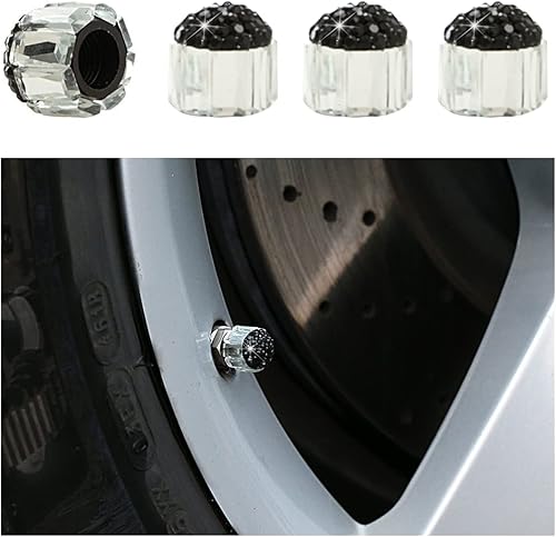 AUCELI 4 tapas de válvula de neumático de automóvil, cubiertas de vástago de válvula de neumático de automóvil con diamantes de imitación, válvula