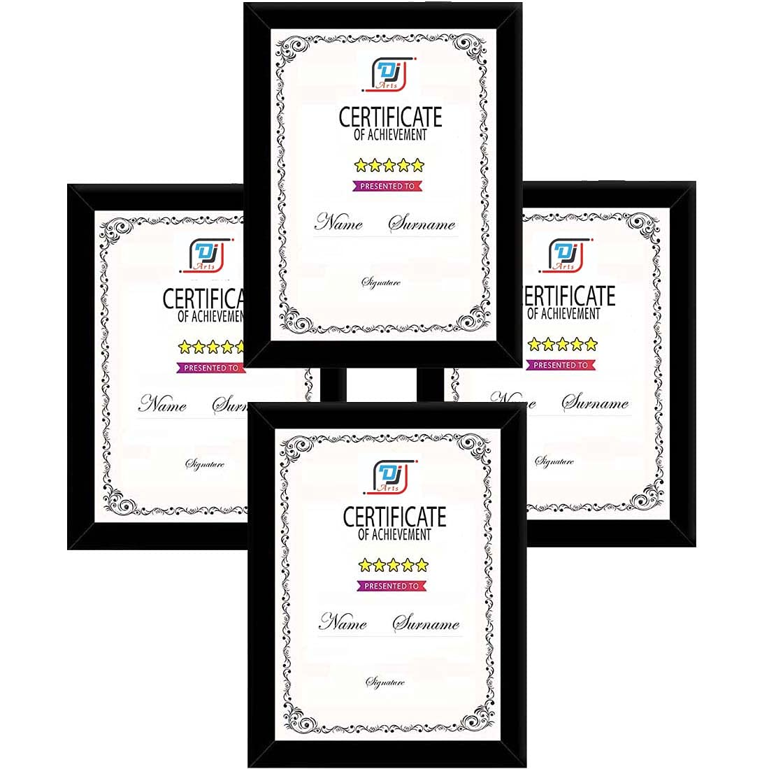 DJ ARTS A4 Size Photo Frame For Wall Black Picture Frame For Home and Office Decoration (Black-A4-4 Frame)