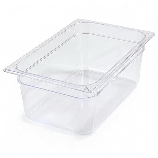 Carlisle FoodService Products Storplus Full-Size Plastic Food Pan for Catering, Buffets, and Restaurants, Polycarbonate 6 Inches Deep, Clear