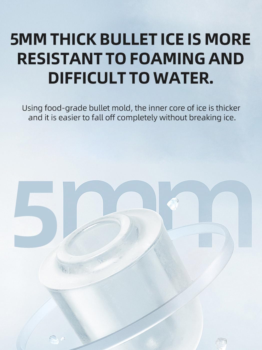 1.2L Mini máquina de Fabricantes de Hielo para encimera - Auto Limpieza, fabrica Cubitos de Hielo Transparentes en 6-10 Minutos | Portable y pequeño, bajo Ruido | para casa, Cocina, Oficina White