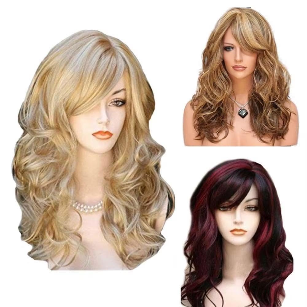 Pelucas Rizadas Largas Rubias Para Mujer Peluca Completa Pelo Ondulado Natural Para Mujer(Gold)