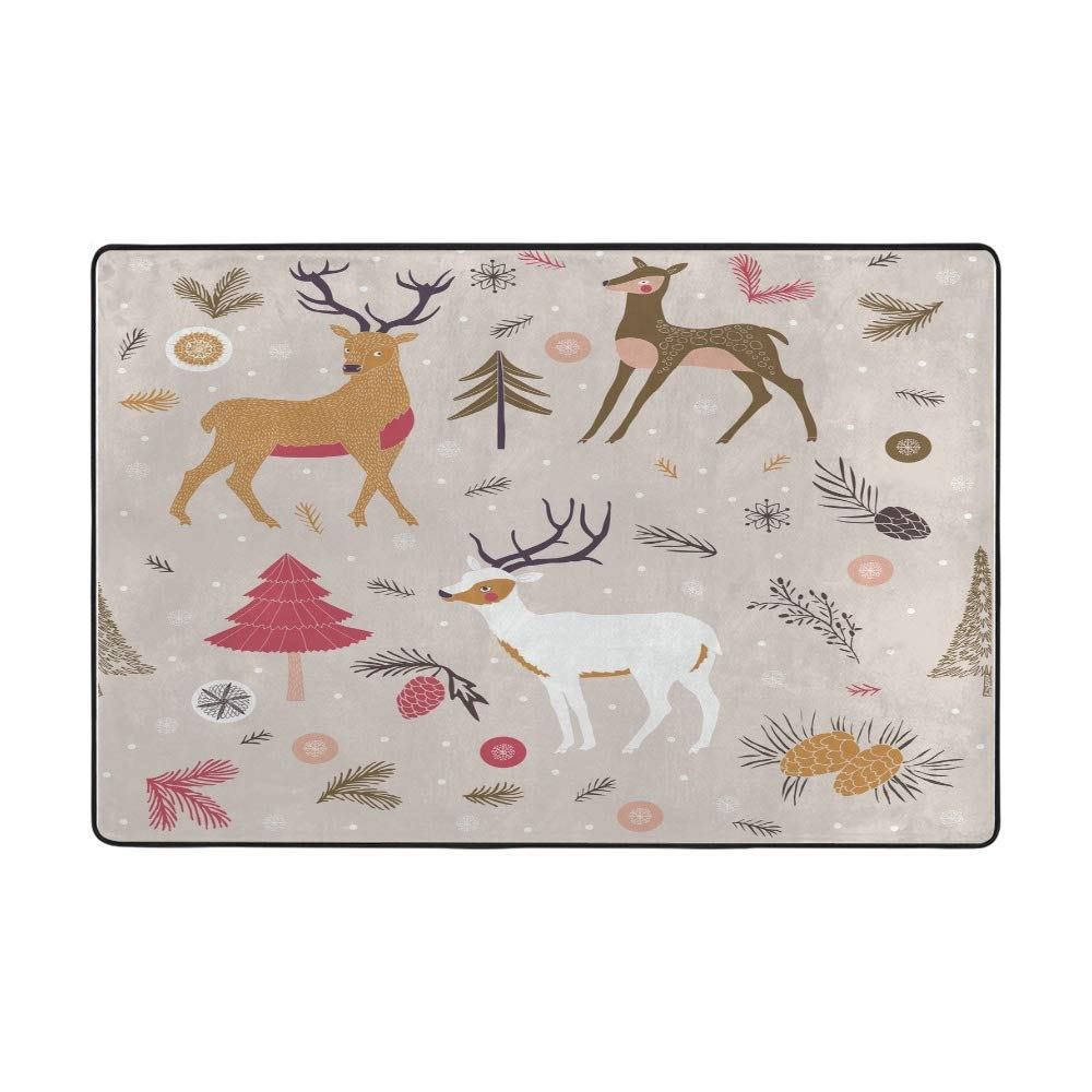Grand tapis de sol lavable intérieur style dessin animé de Noël pour chambre