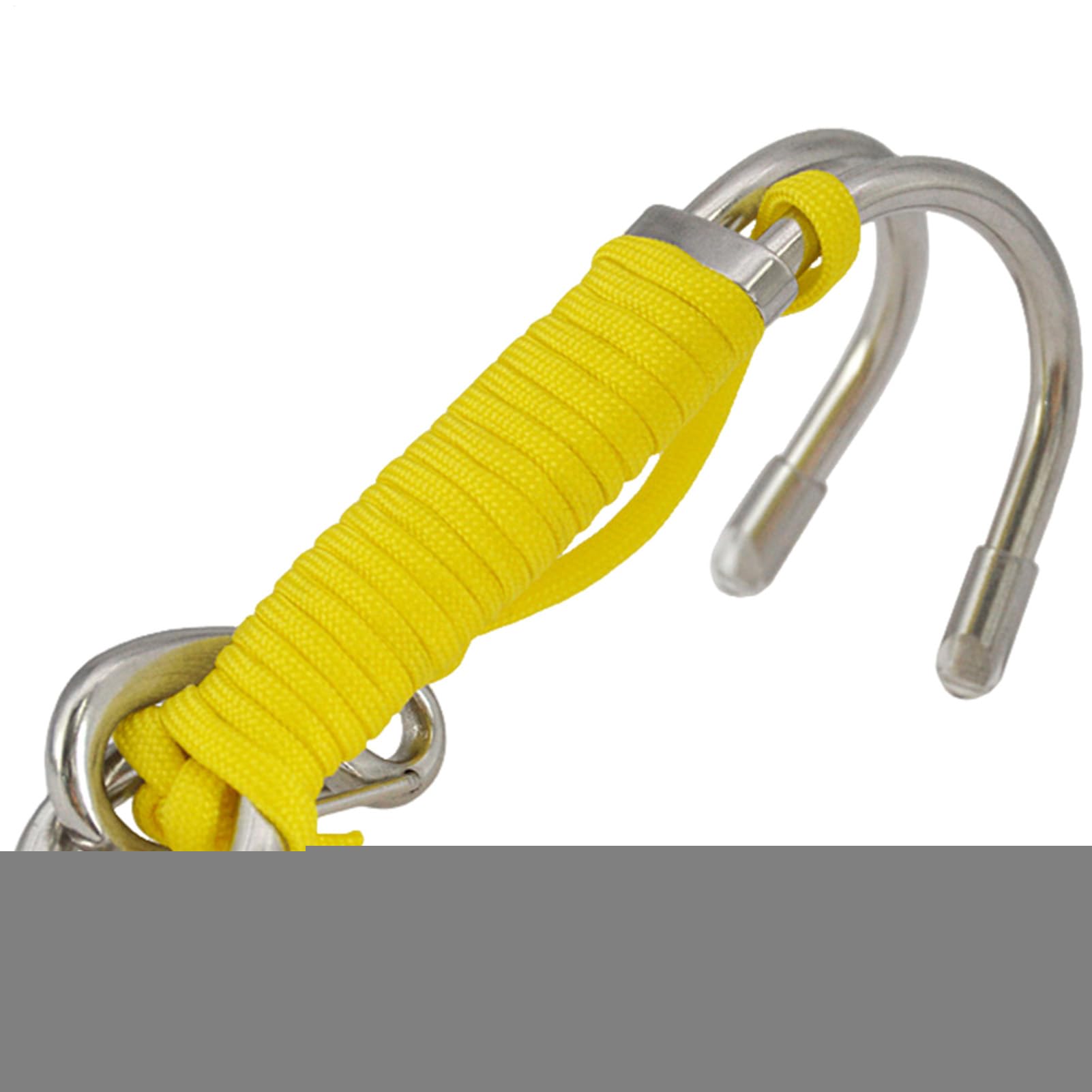 Double Reef Hook, Reef Hook, Diving Hook, Stainless Steel Double Diving Hook, Sturdy Safety Rope & O-Ring for Sports Diver, Underwater Activities, Underwater Photography