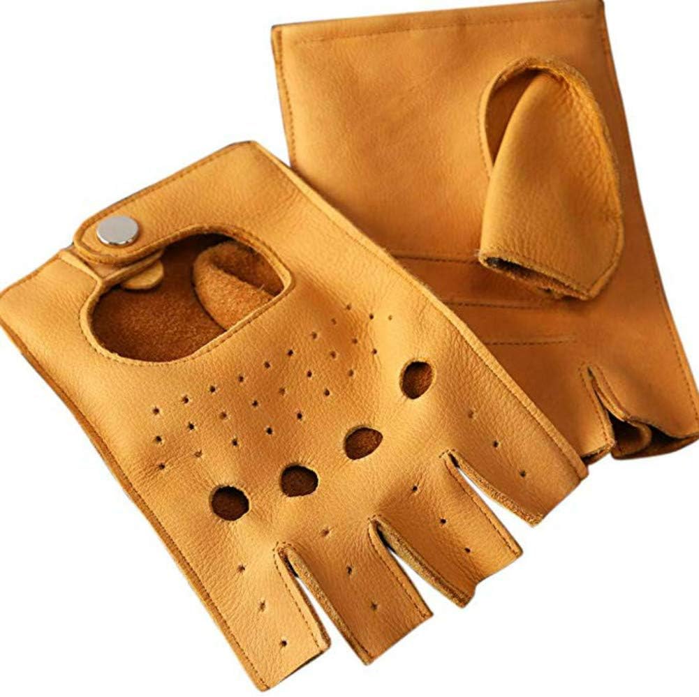 Leather Motorcycle Gloves Men Cowhide Harley Fingerless Driving Gloves Outdoor Gloves