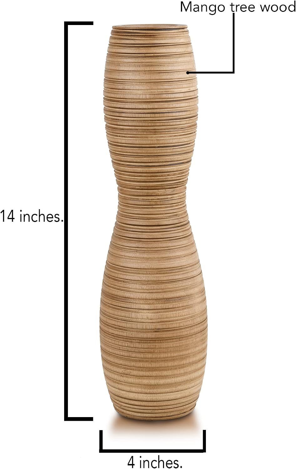 AeraVida Stylish 14-Inch Mango Tree Wooden Vase | Wood Vase for Faux Flowers & Plants | Elegant Tabletop Decorative Accent