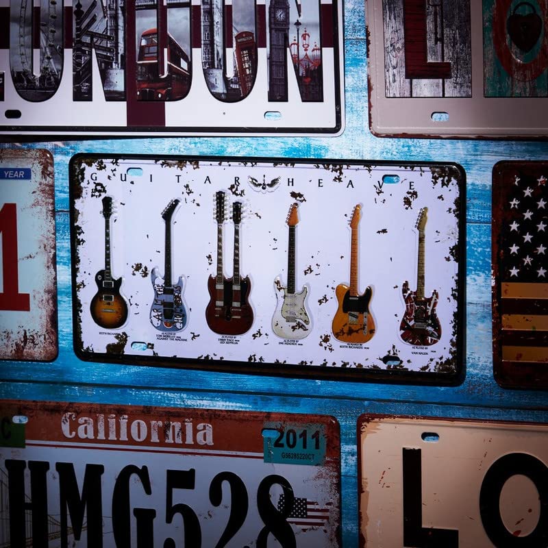 Image of Music GUITAR-S Multipurpose Metal Vintage Tin sign Boards Retro License Plate Vanity Gift Decorative Car Tag, Truck Front Plate Wall Art Design Number Plaque for Cafe, Living Room
