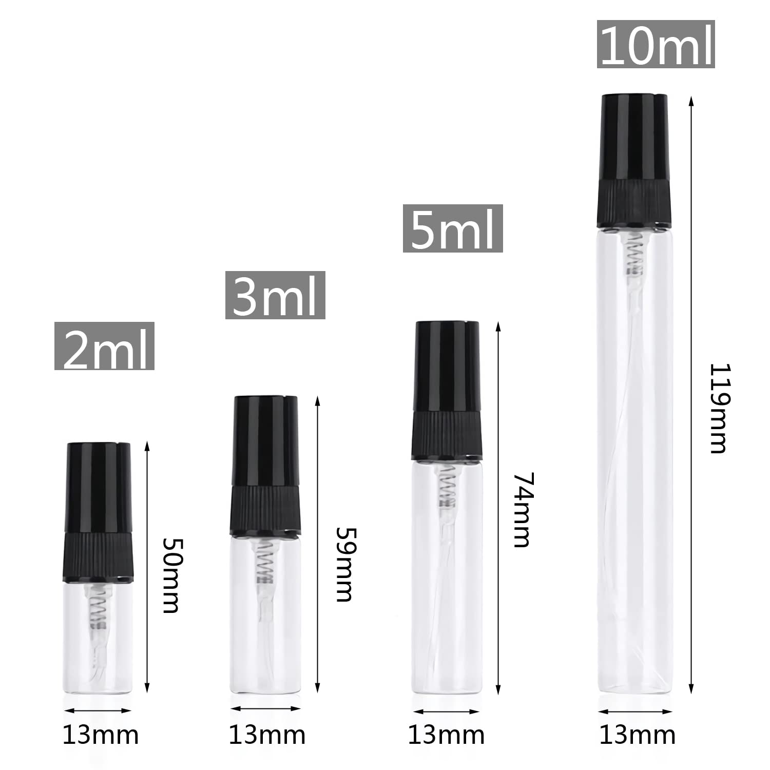 100 Pezzi 10ml Vuoto Flacone Spray Vetro Trasparente, Bottiglia di Profumo, Mini Flacone Spray per Nebbia Riutilizzabile Portatile, Piccolo Spray Tascabile, Cosmetica, Viaggio