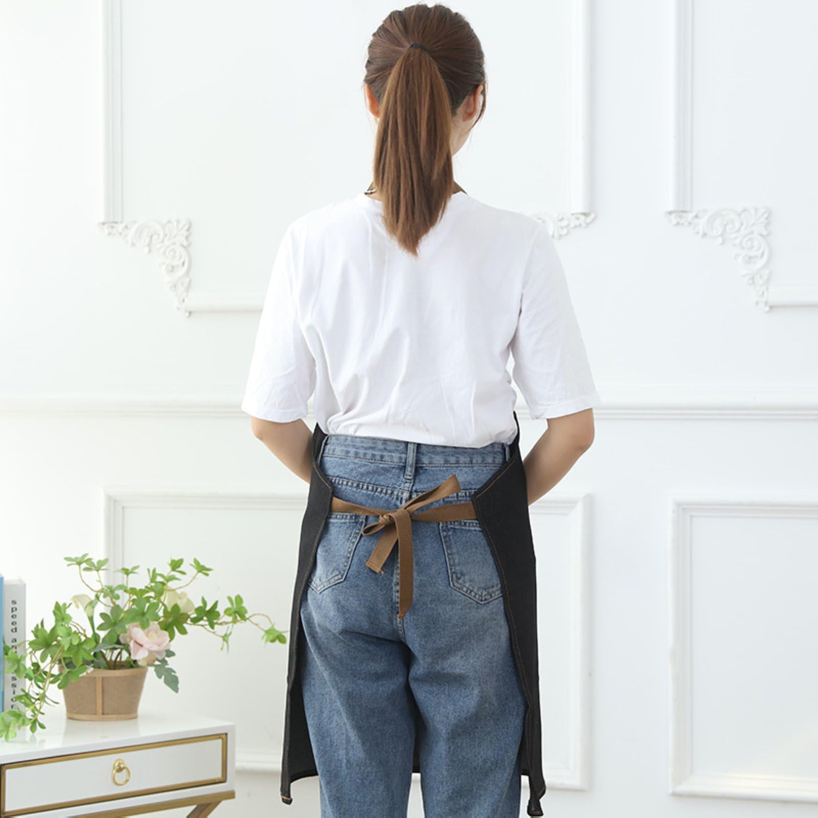 Fartuch Bez Rękawów W Stylu Vintage Dla Unisex, Odporny Na Zużycie Fartuch Roboczy, Regulowany Z Tyłu Fartuch Kuchenny Z 3 Kieszeniami