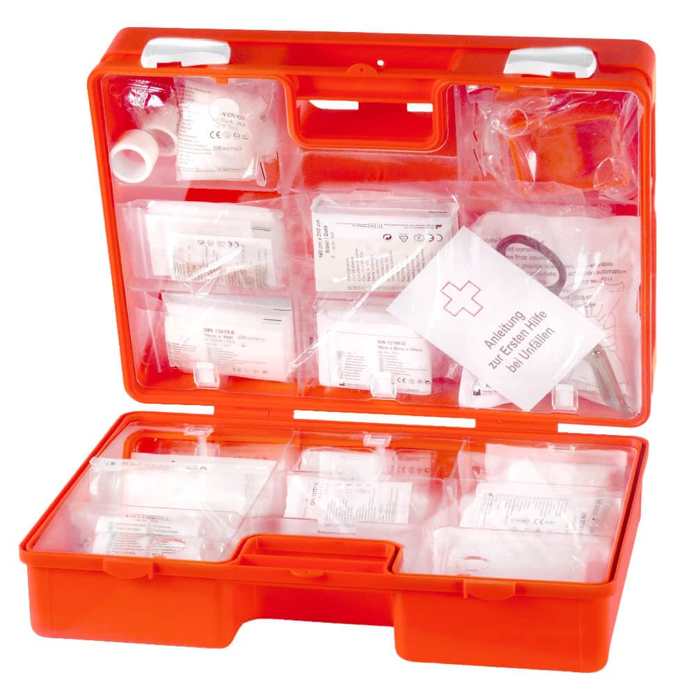Sparset: 10 x Erste-Hilfe-Koffer DIN 13169, mit Wandhalterung, 3 Jahre haltbar, Art.-Nr. 611544 | Verbandskasten | Notfallkoffer | Erste Hilfe Kasten