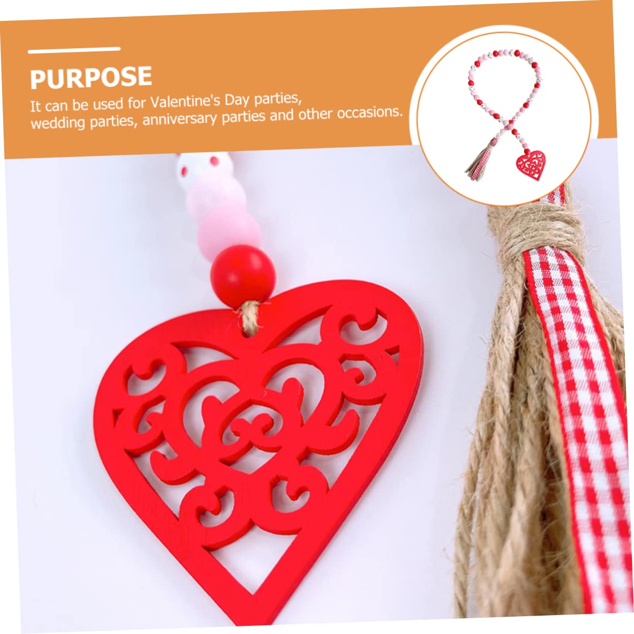 5 Stücke Perle Dekoration Valentinstag Holz Bead Garland Quaste Für Home Festliche