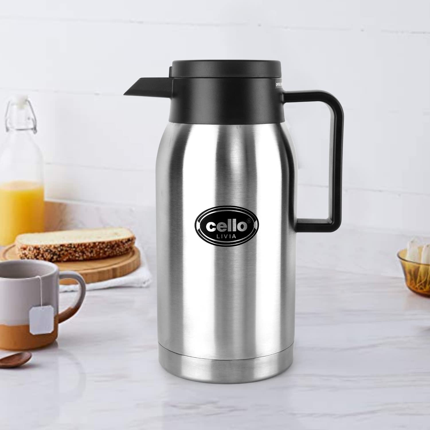Cello Livia Stainless Steel Carafe, 750ml, Silver - Image 6 thumbnail