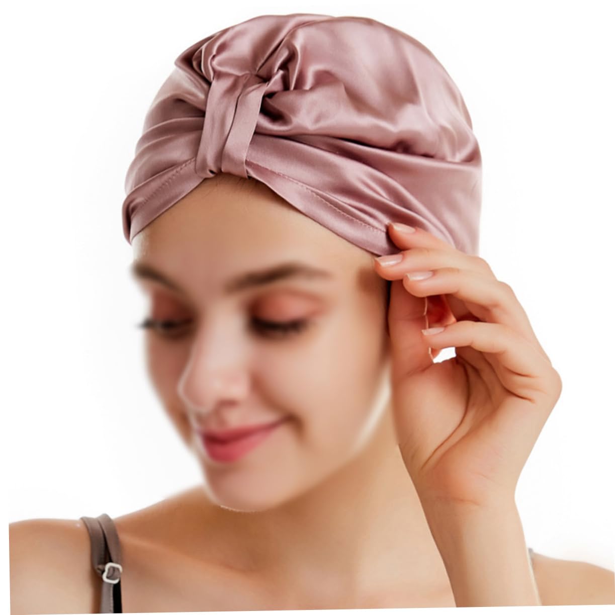 CALLARON 2 Stück Seiden Haar Trockenkappe Schnelltrocknende Haarhaube aus Seide für Zuhause Bad Reisen und Sport Wasserabsorbierend für Haare Rot