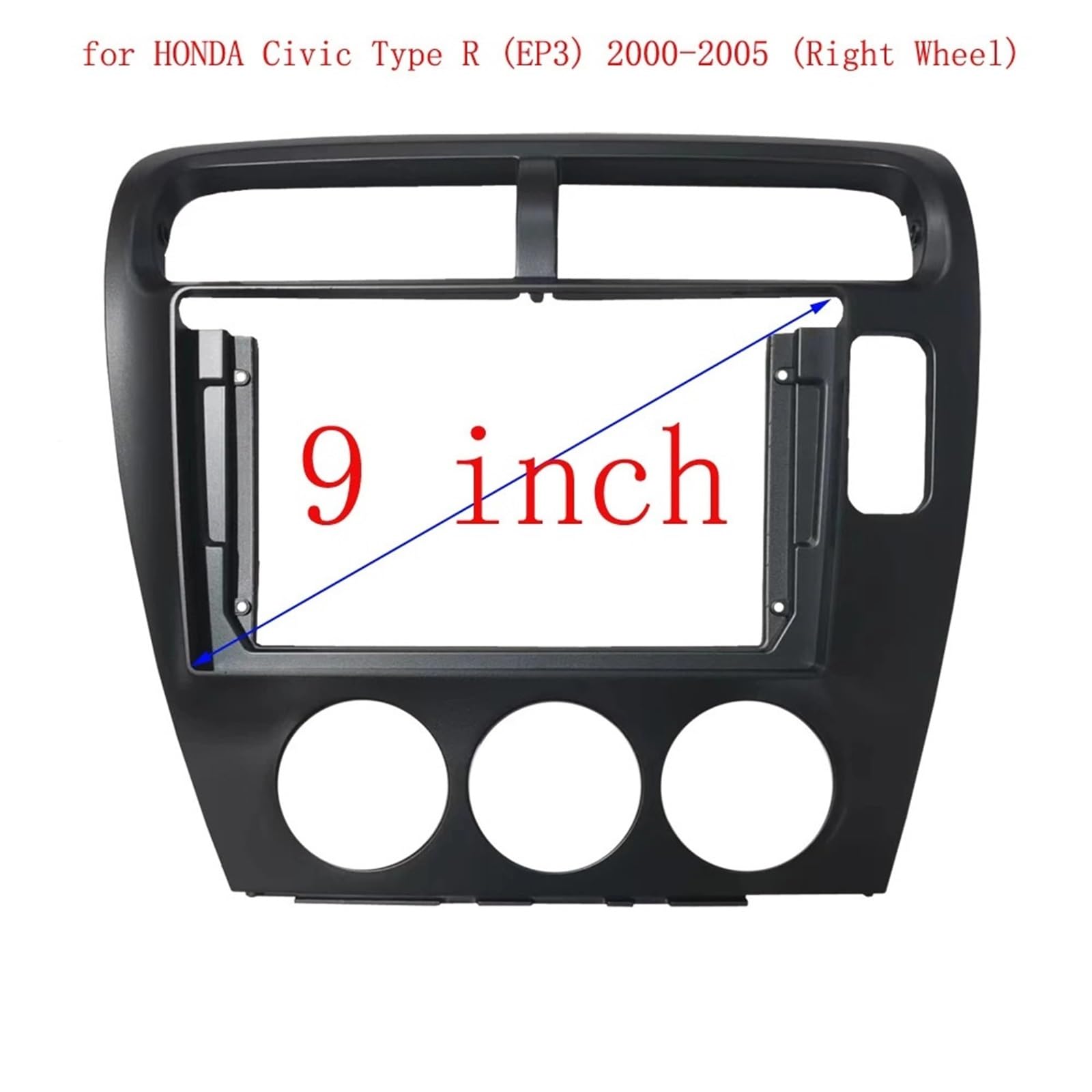 Façade d'autoradio Android 2 DIN 9 Pouces Compatible avec Honda Civic Type R (EP3) 2000-2005 - Kit de Garniture de Tableau de Bord Cadre Panneau de Navigation