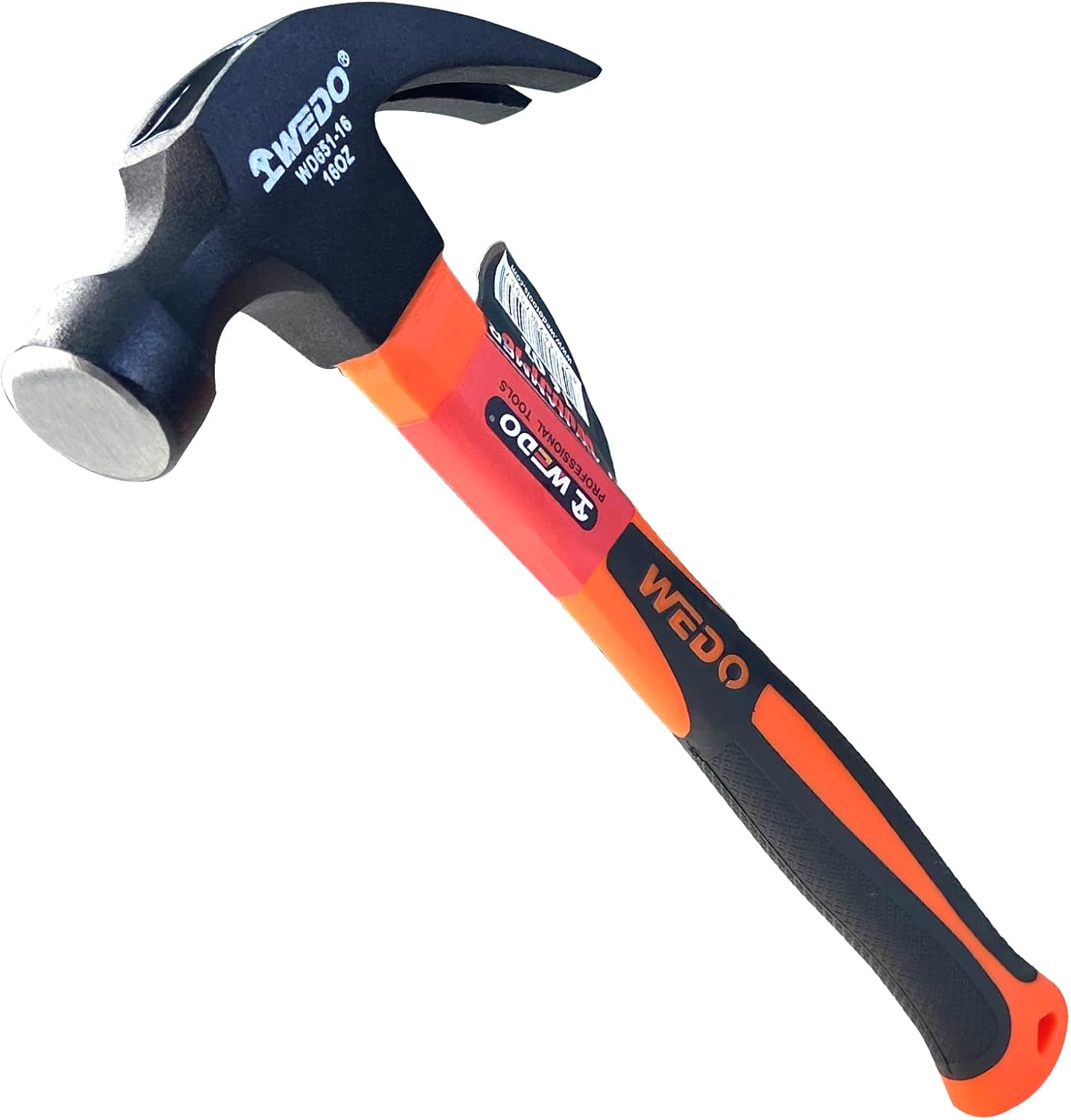 WEDO 4PCS Claw Hammer Set 16oz, Straight Claw Hammer, High Carbon Steel Framing Hammer with Fiberglass Handle for Prying Nails, Construction, Gardening,Yard Work, Repairing,Length 320mm