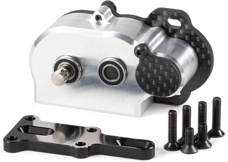 Transmisión de eje recto NOD Caja de cambios pequeña con placa adaptadora, plateada | Relación de engranaje baja 4:1, con engranaje recto 48P 44T, apto para Axial AR44 AR45 AR60 Enduro Vanquish F9 F10