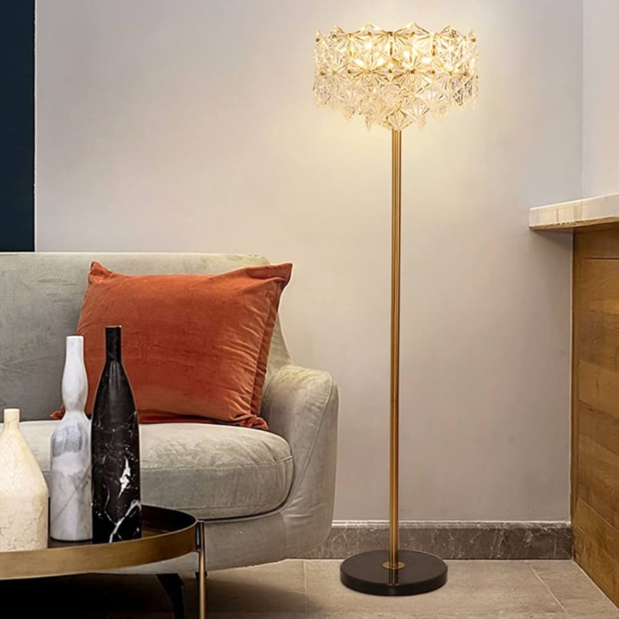 <Coin>【ほぼ新品】ゴールドクリスタルフロアランプ Amazon.com: Modern Gold Crystal Floor Lamp for Living Room