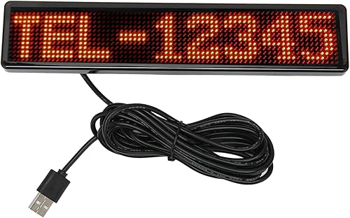 Panel de matriz LED, Bluetooth APP Control Programable Scrolling LED Sign, USB 5V 12x72 Dot LED Letrero de Coche Mensaje de Animación de Patrón de