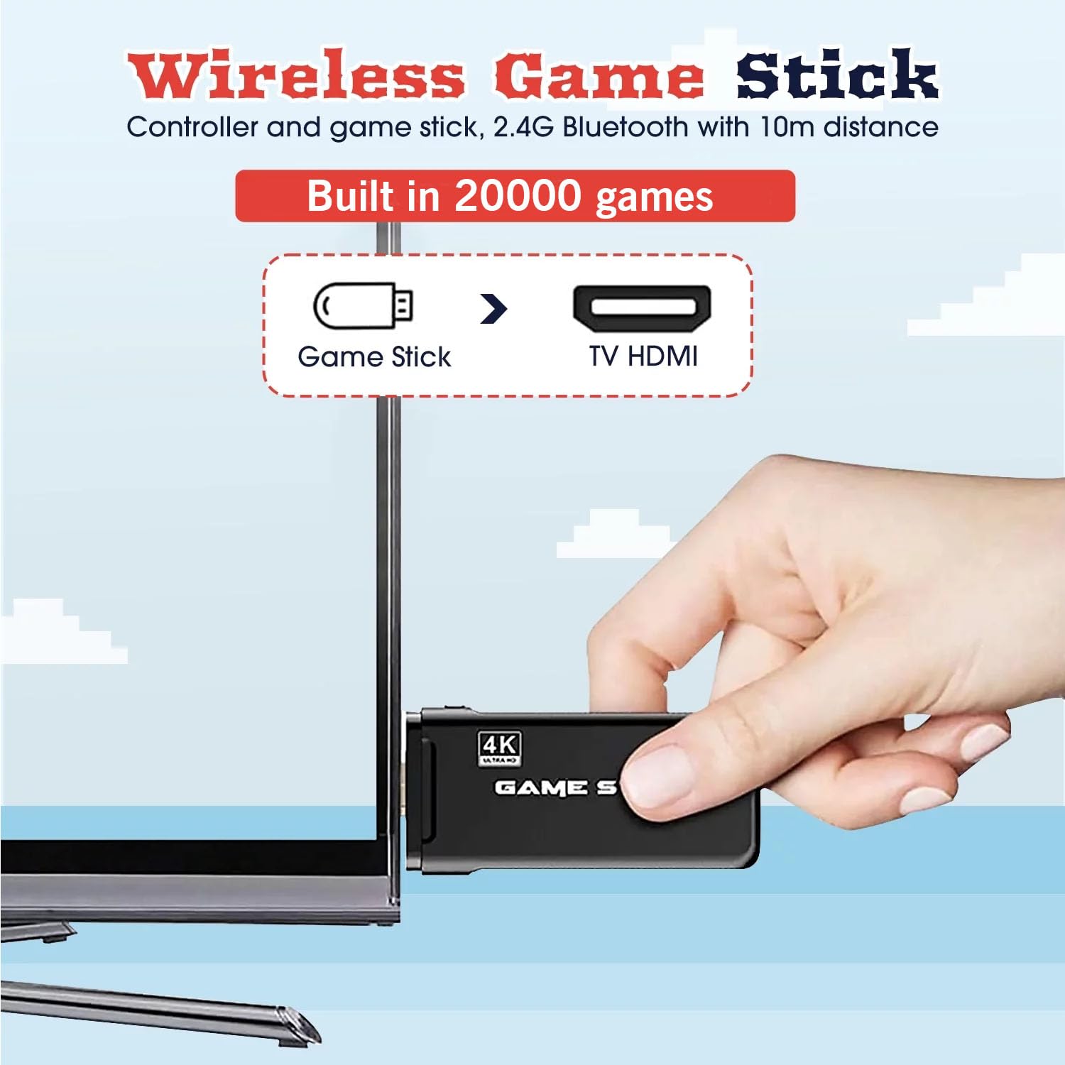 Console Rétro Plug & Play 4K Avec 2 Manettes Sans Fil – Jeux Classiques Pour TV, Cadeau Idéal Famille