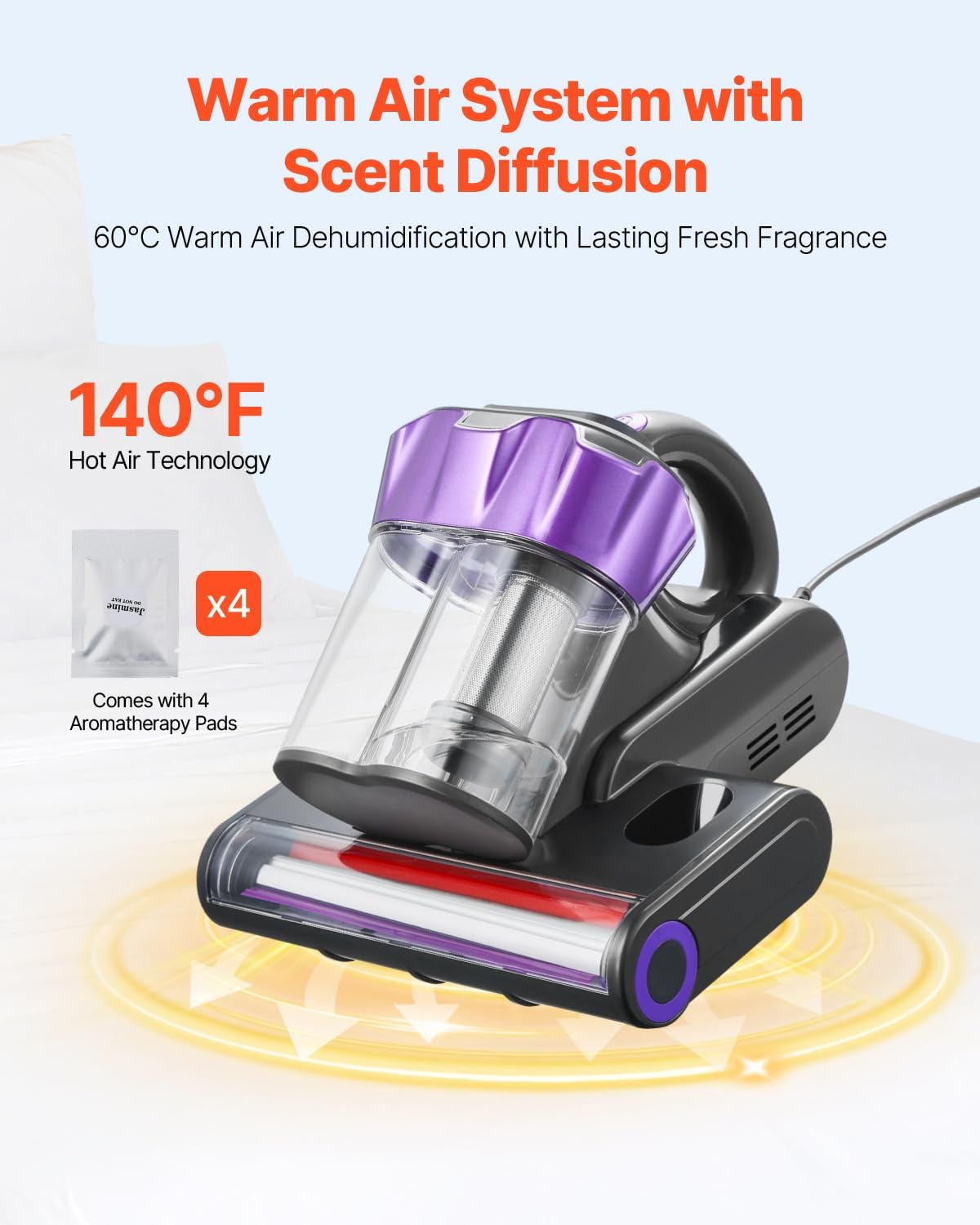 Steps for disassembling and cleaning the VEVOR Mattress Vacuum Cleaner's dustbin and roller brush