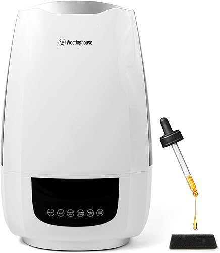 Westinghouse Humidificador ultrasónico digital de niebla fría para dormitorios, humidificador de llenado superior de 6L con difusor de aceite