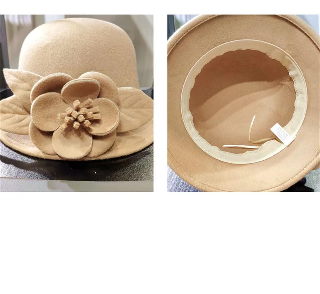 SaoBiiu Autunno Inverno Donna Fedora Cappello Floreale Caldo Secchio Cappello di Lana Caldo Bombetta Fiori Cappello Fedora