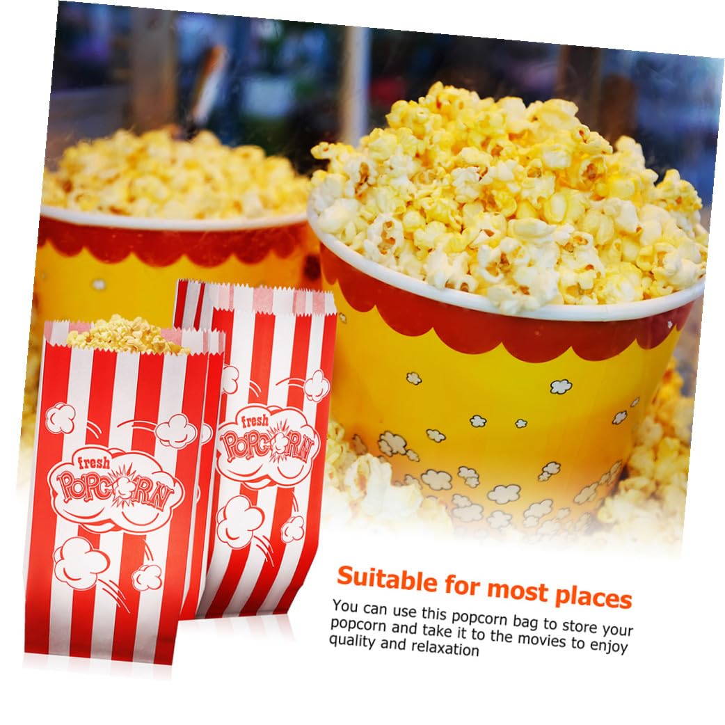 Popcorn Papiertüten 100 Stück 90x50x220mm Ölbeständig Mehrzweck Snack Taschen Für Filmabend Party Und Feiern Klassische Farbkombination Popcornbeutel Snackhalter