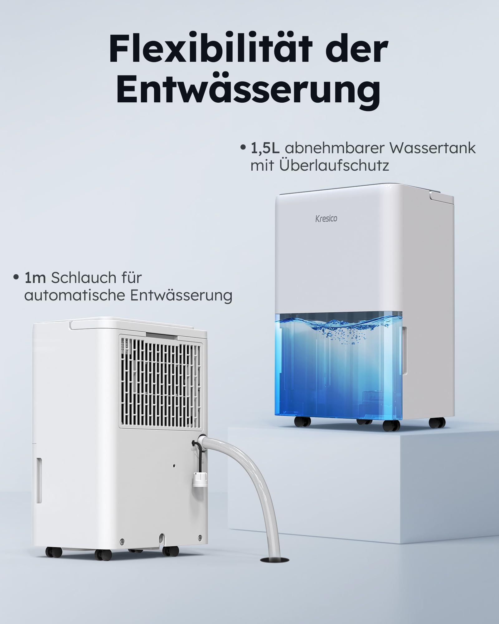 Kresico xWolei Luftentfeuchter elektrisch 12L/24h 35dB 122m³ 25m² R290